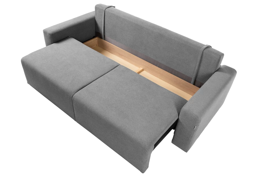 Диван-кровать Халиф 2, велюровый, раскладной, серый шенилл с мелким букле, 241х102х92 см (изображение №7)