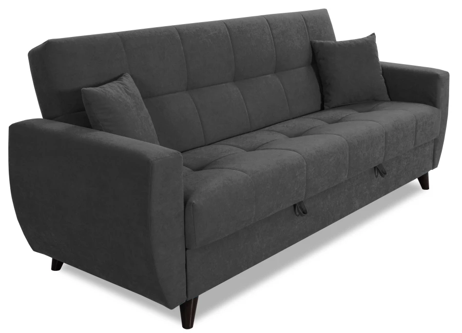 Диван-кровать Бетти 2 велюровый, раскладной, темно-серый, 236х88х96 см (изображение №8)