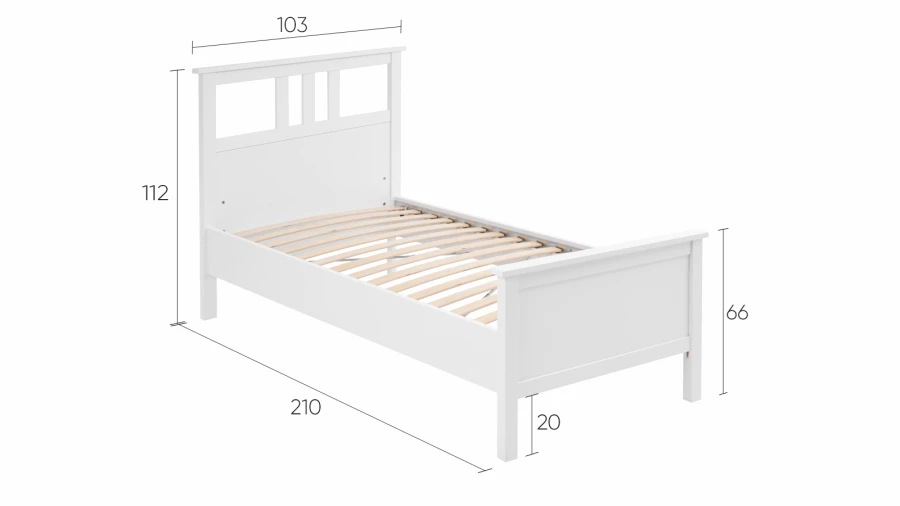 Кровать - аналог IKEA HEMNES / ХЕМНЭС/ ХЕМНЕС / КЫМОР / ИКЕА 90х200 см, белый (изображение №5)