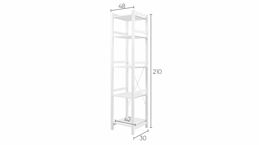 Стеллаж 5 полок - аналог IKEA/IVAR/ИВАР/УДОРА/ ИКЕА,  49x210x50см, белый (изображение №5)