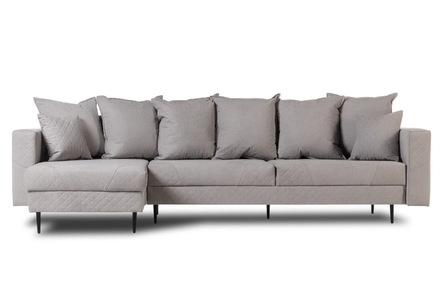 Диван-кровать Тенериф 3 прямой, велюровый, раскладной, светло серый, 312х157х90 см. (изображение №1)