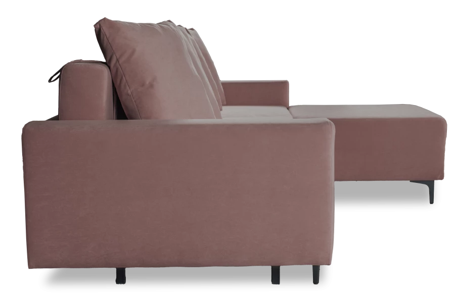 Угловой диван-кровать Халиф, механизм Пантограф, розово-сиреневый велюр, 261х102х96 см (изображение №6)