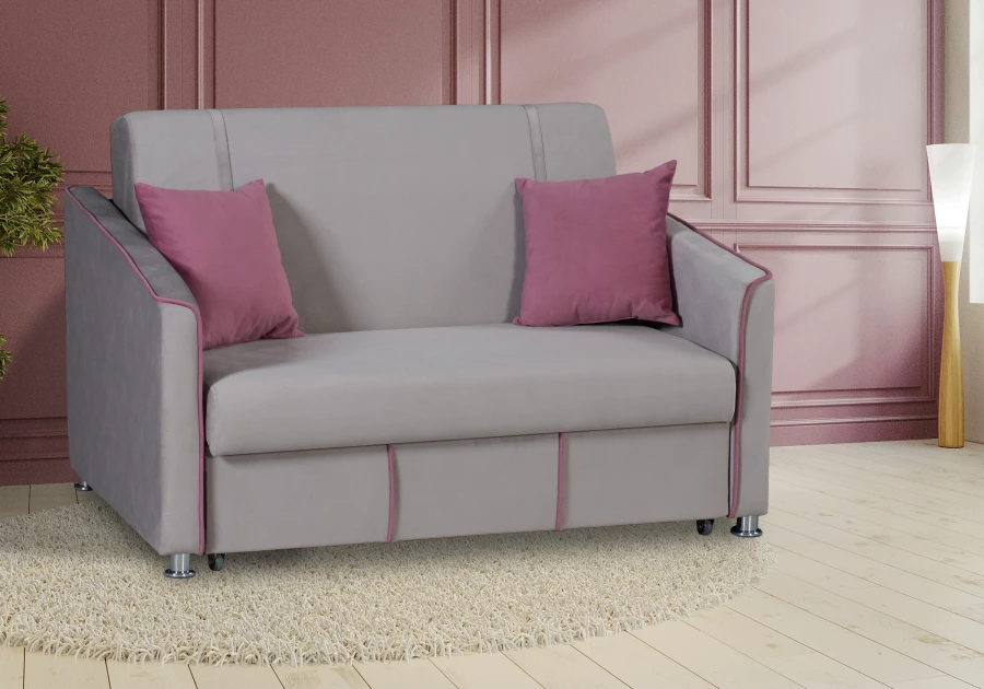 Прямой диван-кровать Милан, велюровый, раскладной, светло-серый, 149х99х91 см (изображение №2)