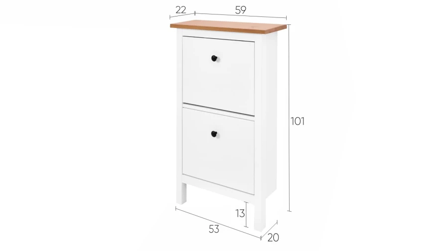 Обувница - аналог IKEA HEMNES / ХЕМНЭС/ ХЕМНЕС / КЫМОР / ИКЕА 59х101x22 см, белый/светло-коричневый (изображение №5)