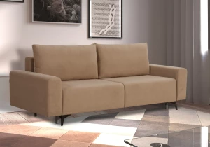 Второе фото. Диван-кровать Халиф велюровый, механизм Еврокнижка, бежево-коричневый, 241х105х98 см