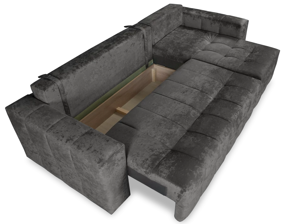 Угловой диван-кровать Реал, темно-серый, 228х160х97 см (изображение №5)