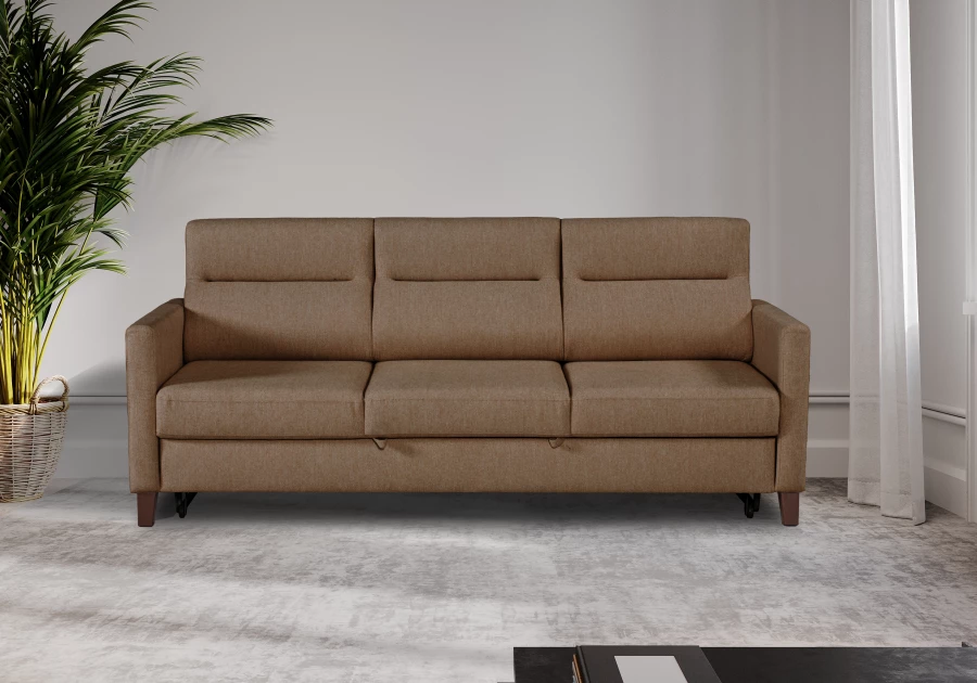 Прямой диван-кровать Марсель, велюровый, какао, 223х90х99 см (изображение №8)