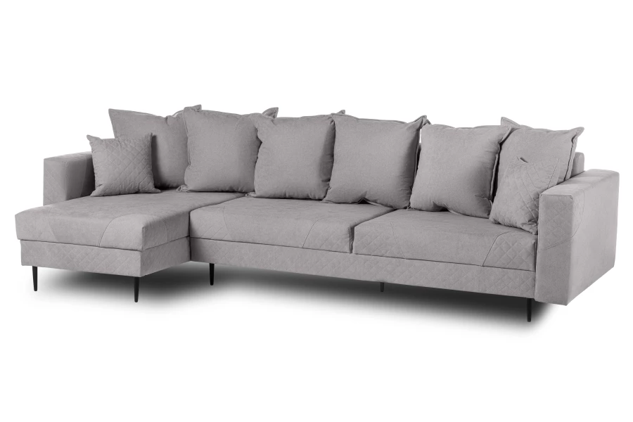 Диван-кровать Тенериф 3 прямой, велюровый, раскладной, светло серый, 312х157х90 см. (изображение №4)