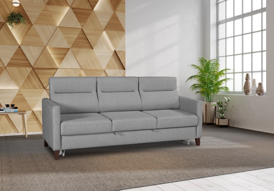 Диван-кровать Марсель велюровый, серый,  223х90х99 см (изображение №3)