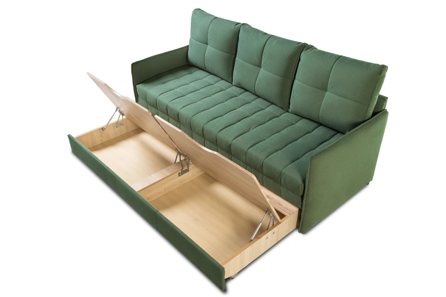Диван-кровать Панда, велюровый, раскладной, зеленый, 215х92х100 см (изображение №6)