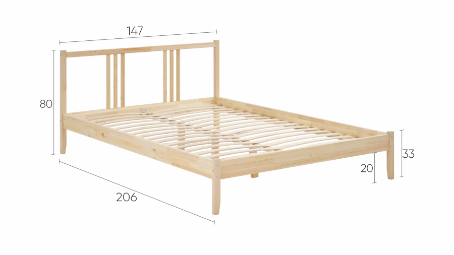 Кровать - аналог IKEA IDANAS/IDANÄS/УСКАР/ИКЕА 140х200 см, под беленый дуб (изображение №5)