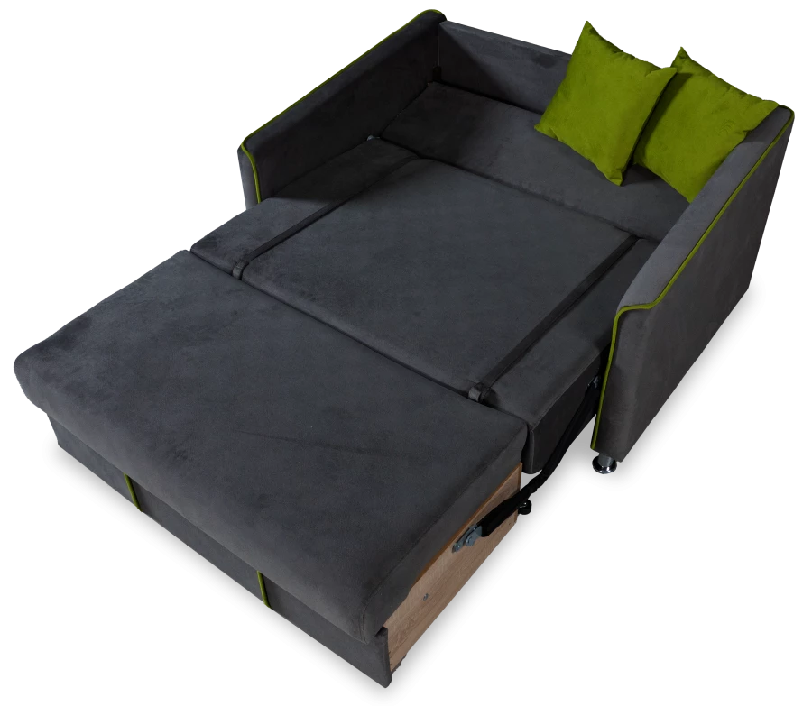 Прямой диван-кровать Милан, велюровый, раскладной, графитовый, 149х99х91 см (изображение №8)