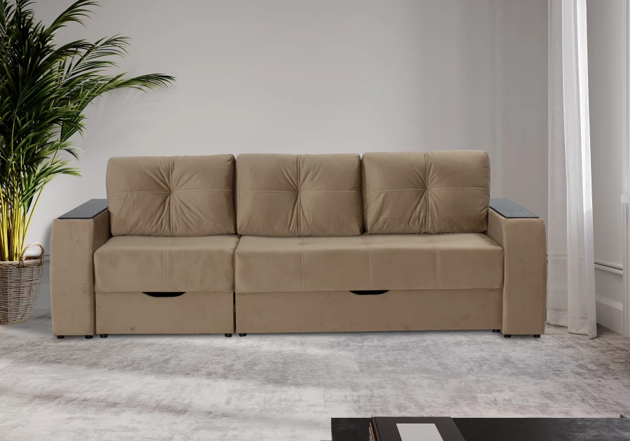 Прямой диван-кровать Спинер, раскладной, какао, 256х108х90 см (изображение №14)