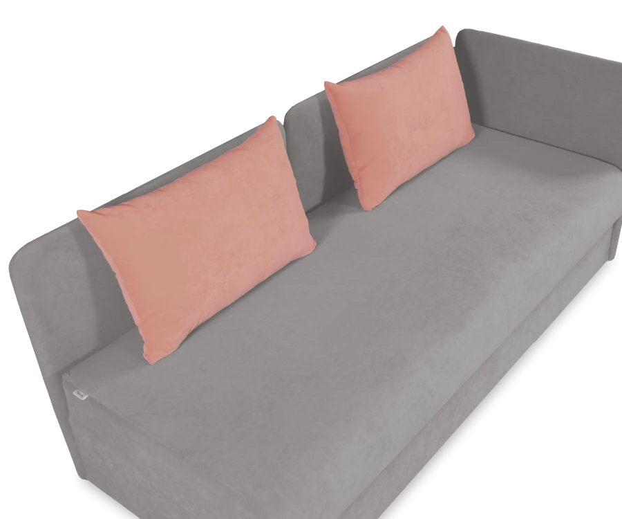 Диван-кровать Орлеан велюровый, раскладной, с ящиком для белья, механизм Книжка, бледно-розовый велюр, 198х88х81 см (изображение №9)