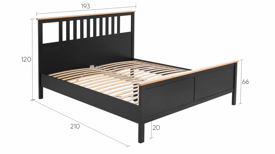 Кровать - аналог IKEA HEMNES / ХЕМНЭС/ ХЕМНЕС / КЫМОР / ИКЕА 180х200 см, черный/светло-коричневый (изображение №5)