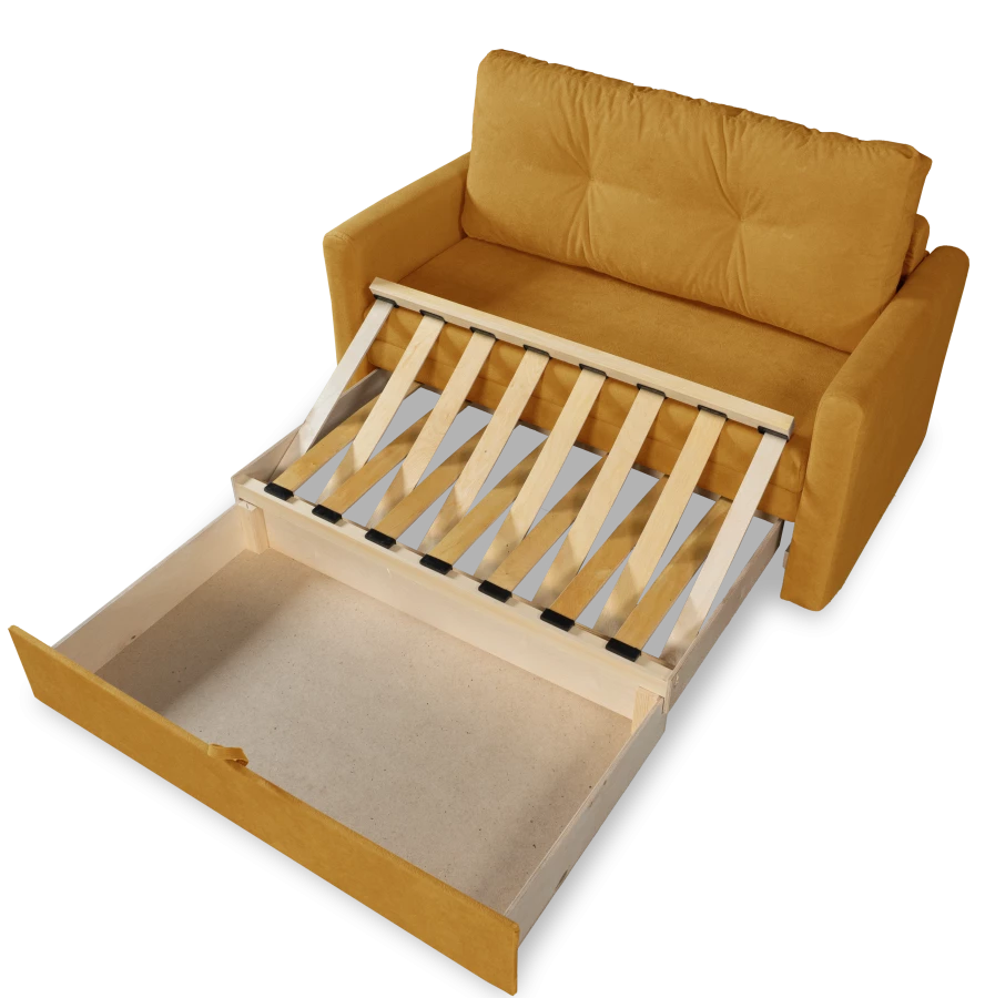 Диван-кровать Юнат 120, раскладной, желтый с мелкими разводами, 142х87х94 см (изображение №7)