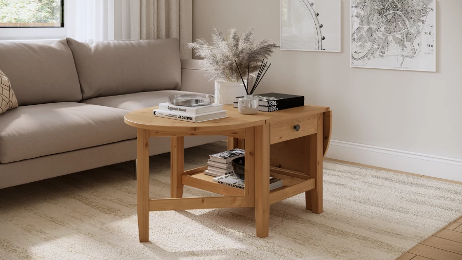 Стол журнальный с ящиком - аналог ИКЕА / ARKELSTORP/АРКЕЛЬСТОРП/ВУХТЫМ / IKEA , 140x65x52 см, светло-коричневый (изображение №12)