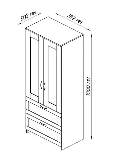 Шкаф комбинированный 2 двери и 2 ящика СИРИУС - аналог IKEA BRIMNES, Дуб Венге (изображение №4)