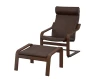 Кресло с подставкой для ног - IKEA POÄNG/ИКЕА ПОЭНГ , 100х82х68см, коричневый/глос темно-коричневый