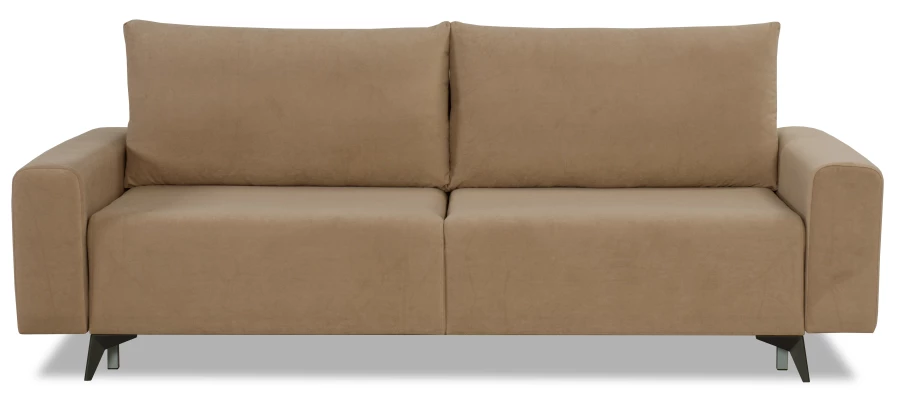 Диван-кровать Халиф велюровый, механизм Еврокнижка, бежево-коричневый, 241х105х98 см (изображение №2)