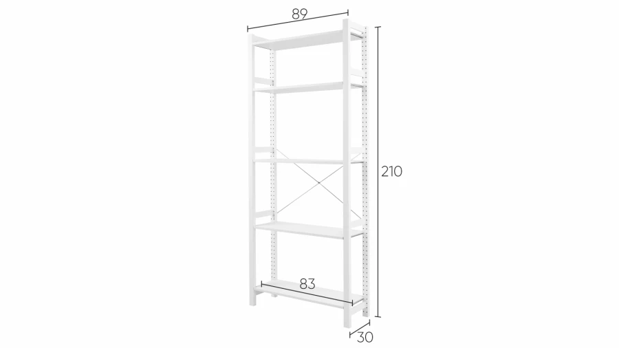 Стеллаж 5 полок - аналог IKEA/IVAR/ИВАР/УДОРА/ ИКЕА,  89x210x30см, белый (изображение №5)