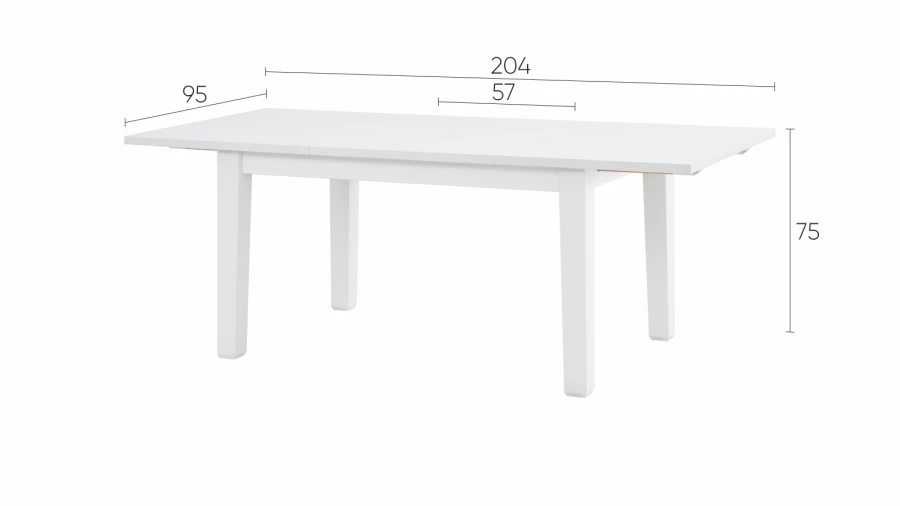 Стол раздвижной  -  аналог IKEA/STORNÄS/СТОРНАС /ШАНЬ/ ИКЕА,  147/204x95см, белый (изображение №7)