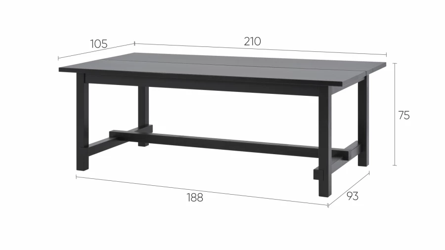 Стол барный  -  аналог IKEA/NORDVIKEN/НОРДВИКЕН /ТОЛЫСЬ/ ИКЕА,  210x105см, черный (изображение №4)