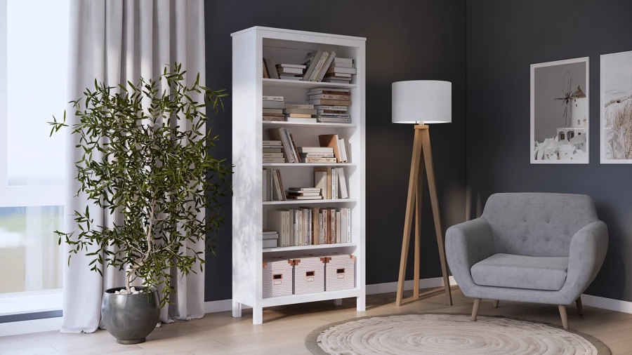 Стеллаж - аналог IKEA HEMNES / ХЕМНЭС/ ХЕМНЕС / КЫМОР / ИКЕА 90х198х37 см, белый (изображение №9)