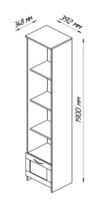 Стеллаж 4 полки 1 ящик СИРИУС - аналог IKEA BRIMNES, 39х190 см, белый