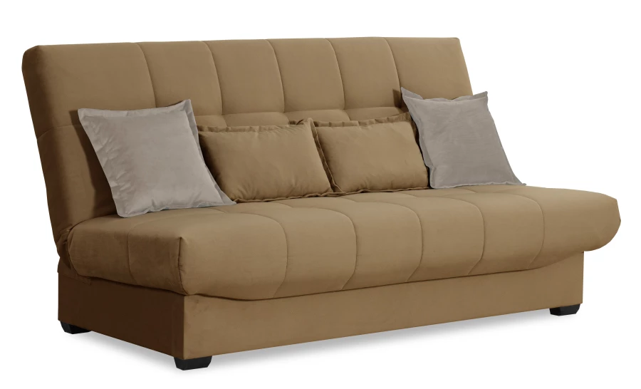 Прямой диван-кровать Аккорд, велюровый, раскладной, какао, 192х100х95 см (изображение №1)