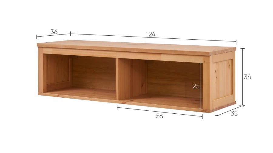 Полка навесная - аналог IKEA HEMNES / ХЕМНЭС/ ХЕМНЕС / КЫМОР / ИКЕА 124х34х37 см, светло-коричневый (изображение №5)