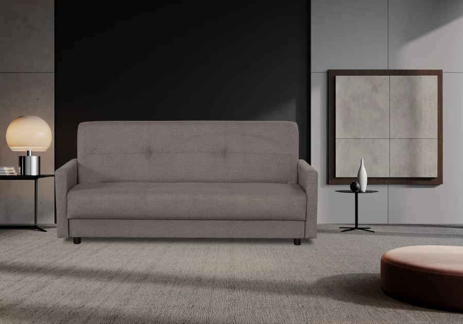 Диван-кровать Квин, раскладной, с ящиком для белья, серый велюр, 216х84х85 см (изображение №10)