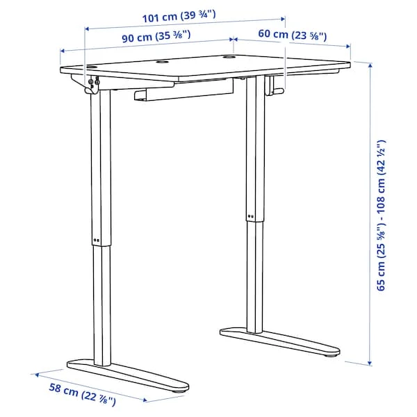 Письменный стол с регулировкой высоты - IKEA RELATERA/РЕЛАТЕРА ИКЕА, белый/зеленый (изображение №8)