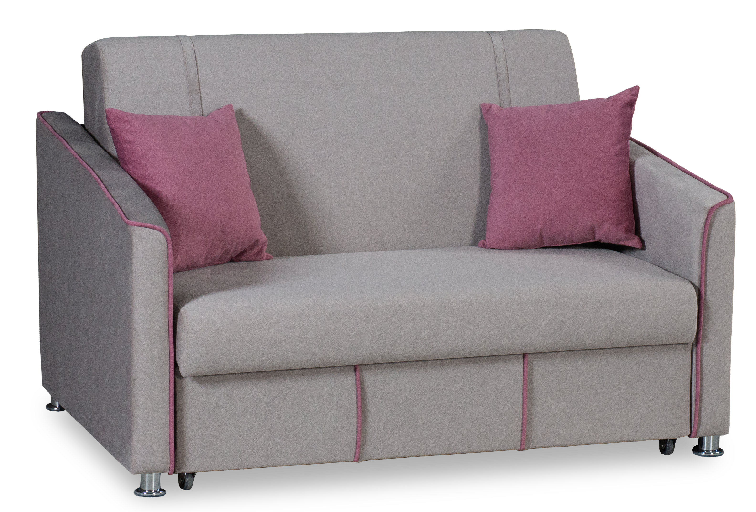 Прямой диван-кровать Милан, велюровый, раскладной, светло-серый, 149х99х91 см