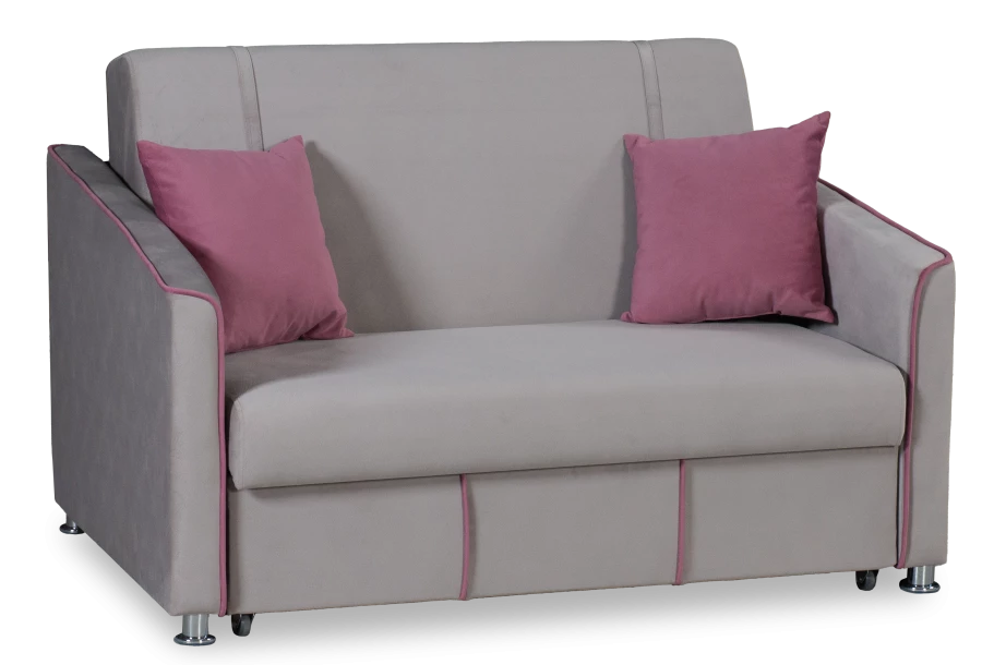 Прямой диван-кровать Милан, велюровый, раскладной, светло-серый, 149х99х91 см (изображение №1)