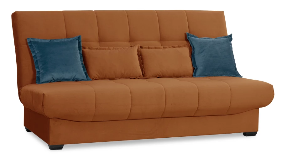 Прямой диван-кровать Аккорд, велюровый, раскладной, терракотовый, 192х100х95 см (изображение №3)