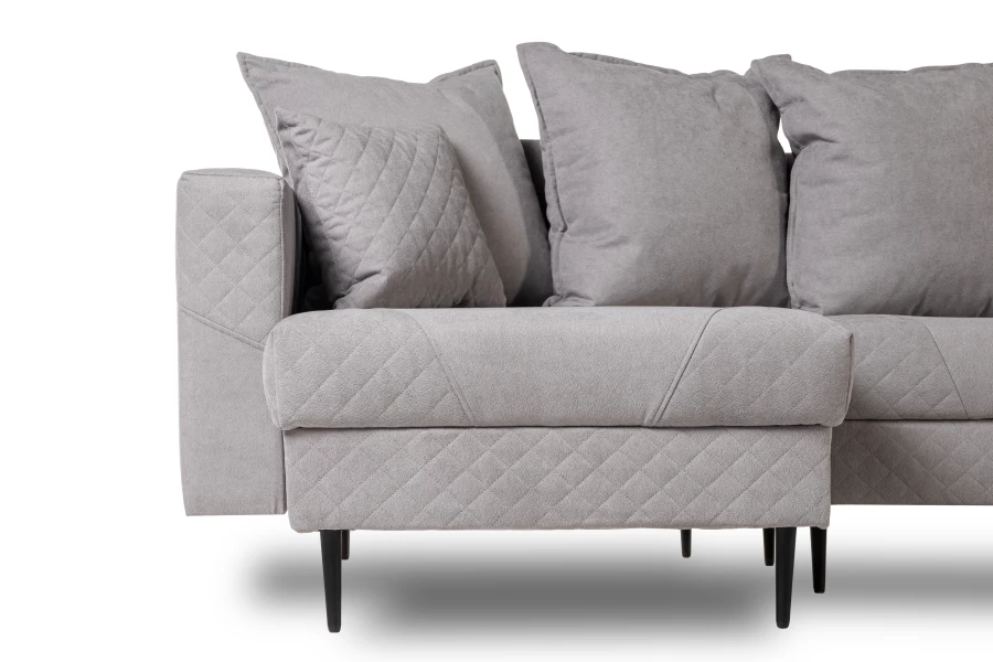 Диван-кровать Тенериф 3 прямой, велюровый, раскладной, светло серый, 312х157х90 см. (изображение №2)