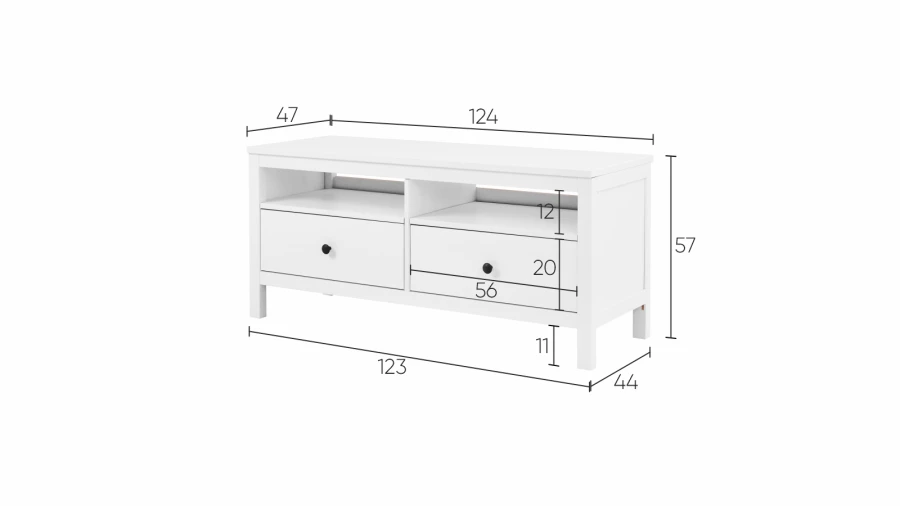 Тумба под ТВ - аналог IKEA HEMNES / ХЕМНЭС/ ХЕМНЕС / КЫМОР / ИКЕА 124х57х47 см, белый (изображение №5)