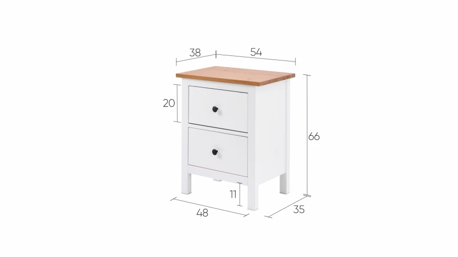 Комод с 2 ящиками - аналог IKEA HEMNES / ХЕМНЭС/ ХЕМНЕС / КЫМОР / ИКЕА 54х66х38 см, белый/светло-коричневый (изображение №5)