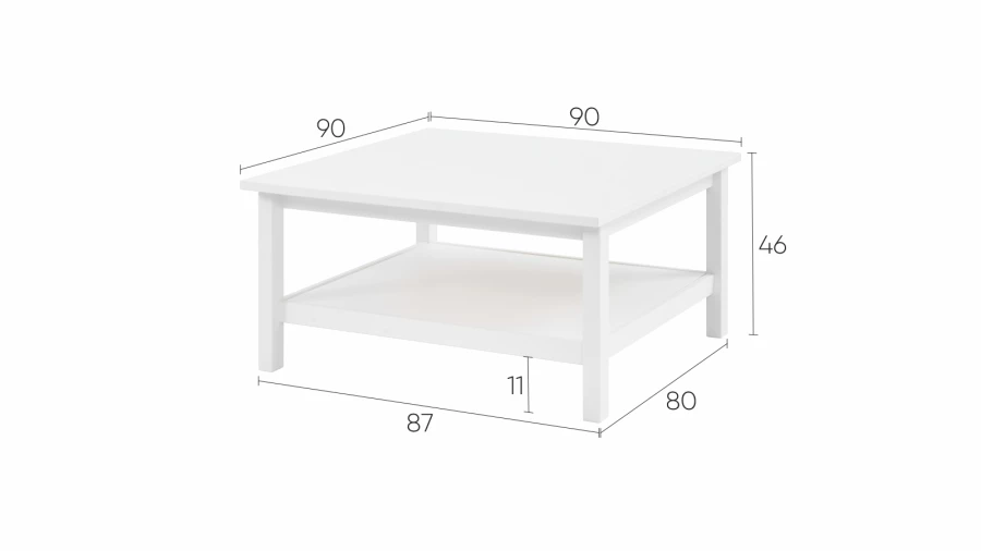 Стол журнальный  - аналог ИКЕА HEMNES / ХЕМНЭС/ ХЕМНЕС / КЫМОР / IKEA , 90x90 см, белый (изображение №4)