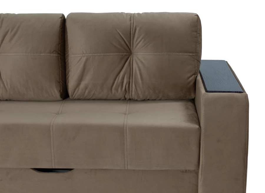 Прямой диван-кровать Спинер, раскладной, коричневый, 256х108х90 см (изображение №5)