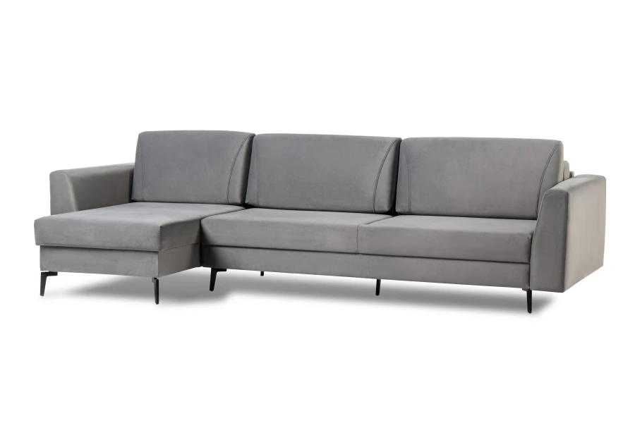 Диван-кровать Тенериф 1, велюровый, раскладной серый велюр, 315х157х70 см (изображение №3)