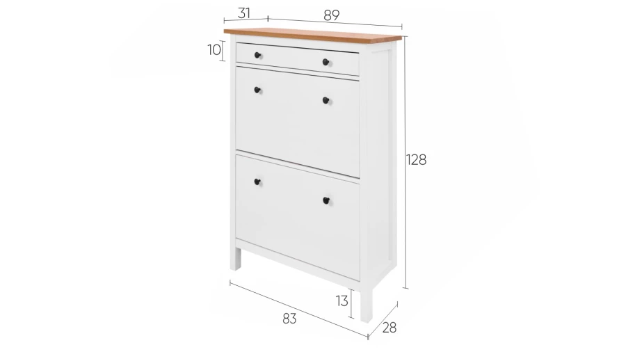 Обувница - аналог IKEA HEMNES / ХЕМНЭС/ ХЕМНЕС / КЫМОР / ИКЕА 89х127x30 см, белый/светло-коричневый (изображение №5)