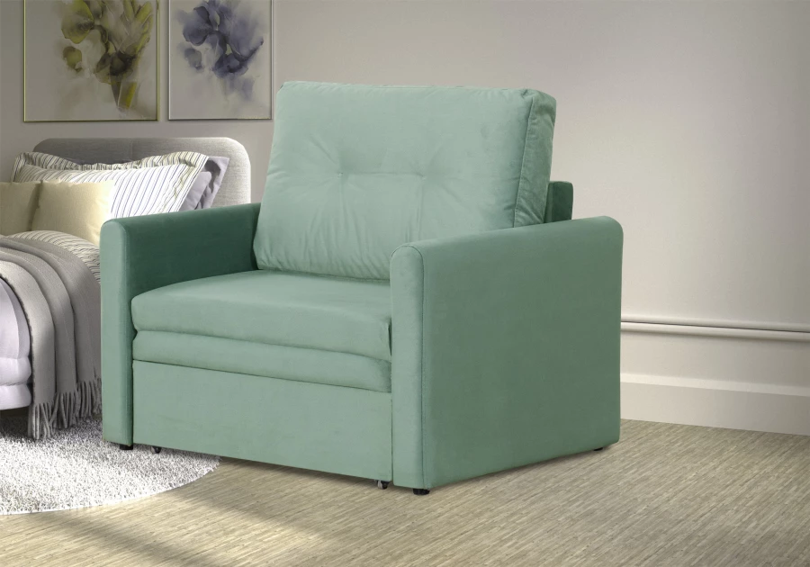 Прямой диван-кровать Юнат 2, раскладной, мятный, 106х87х94 см (изображение №6)