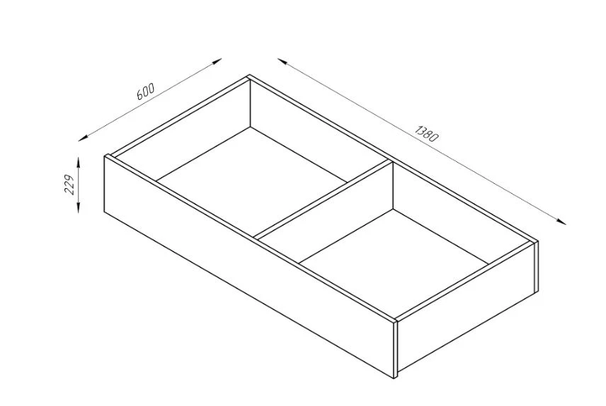 Ящик под кровать выкатной ОРИОН - аналог IKEA BRIMNES 140 см, сонома (изображение №4)
