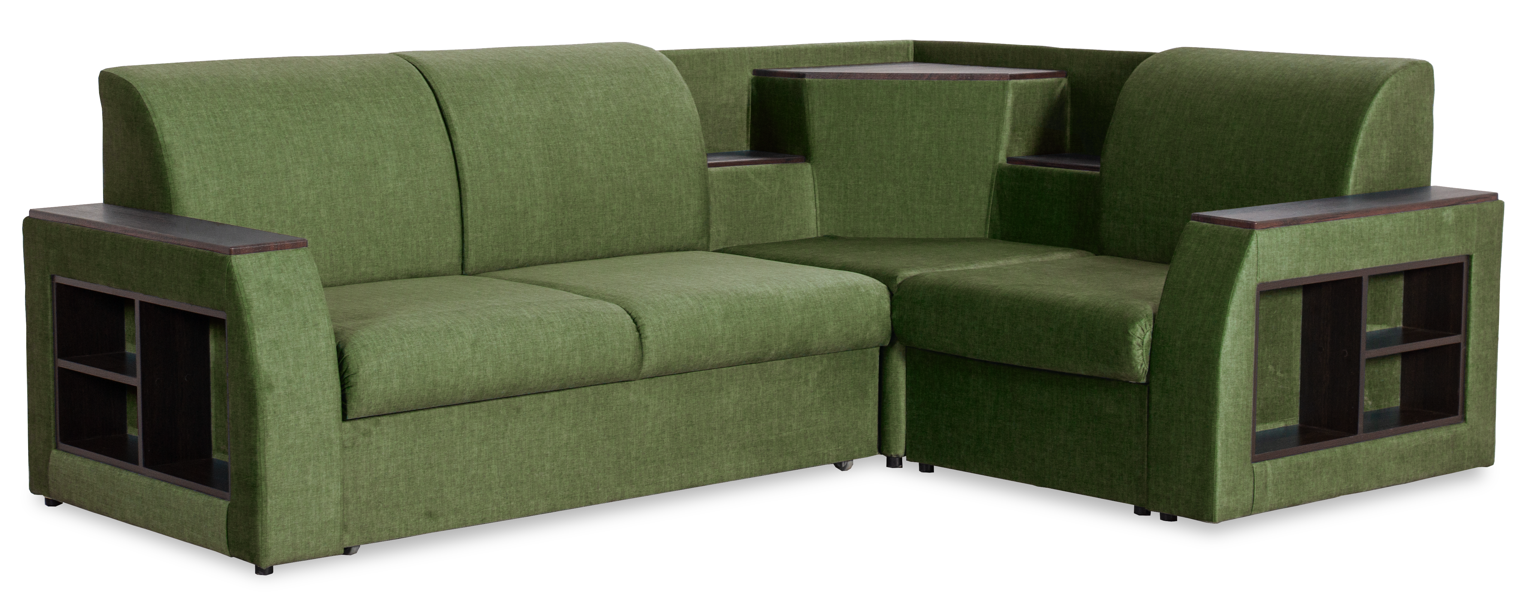 Угловой диван-кровать Сенатор, зеленый,  260х187х92 см