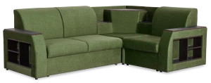 Угловой диван-кровать Сенатор, зеленый, 260х187х92 см