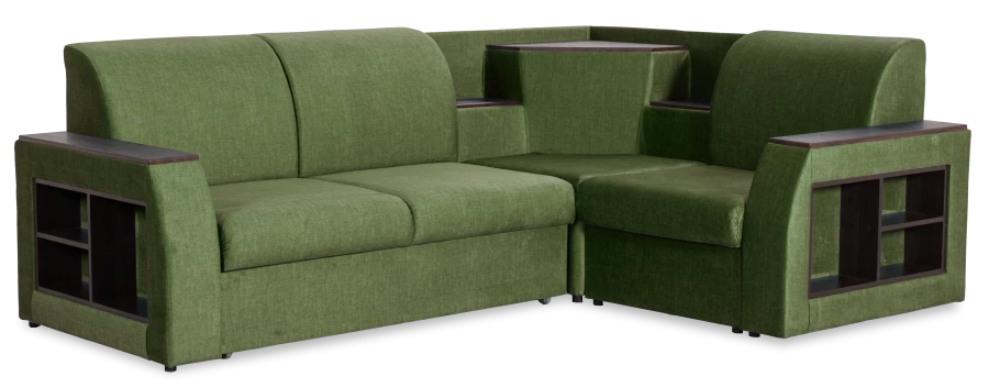 Угловой диван-кровать Сенатор, зеленый,  260х187х92 см (изображение №1)