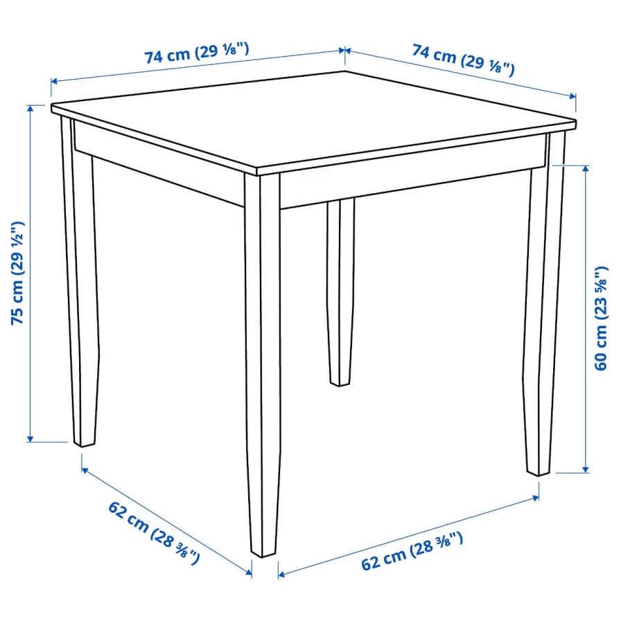 Стол кухонный - IKEA LERHAMN / ИКЕА ЛЕРХАМН 74х74 см, бежевый (изображение №4)