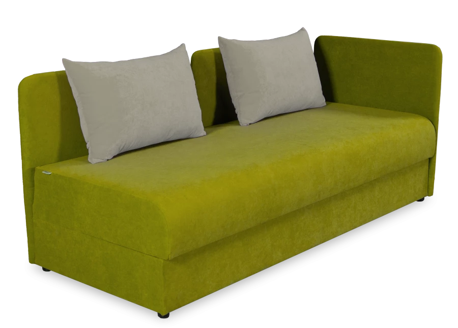 Диван-кровать, Орлеан велюровый, раскладной, с ящиком для белья, механизм Книжка, светло-серый велюр,  198х88х81 см (изображение №5)